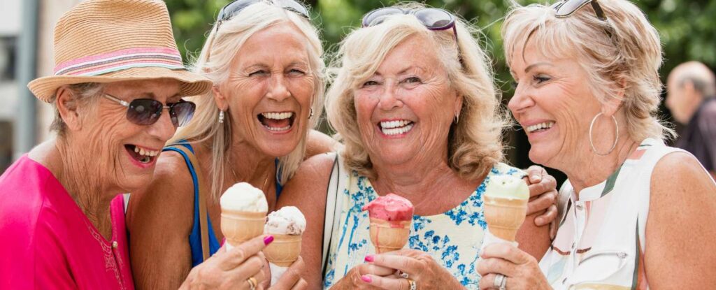 image of 4 older women eating ice cream - what are the signs for a loss of appetitie