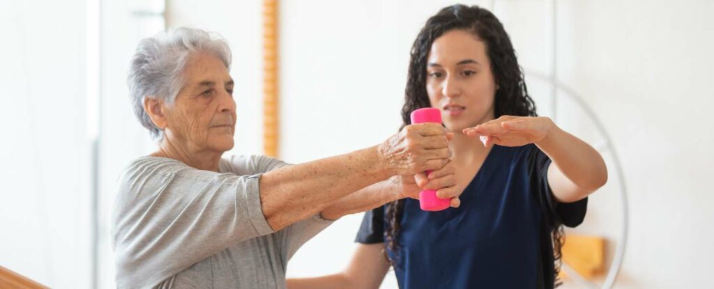 woman receiving occupational therapy as part of stroke recovery