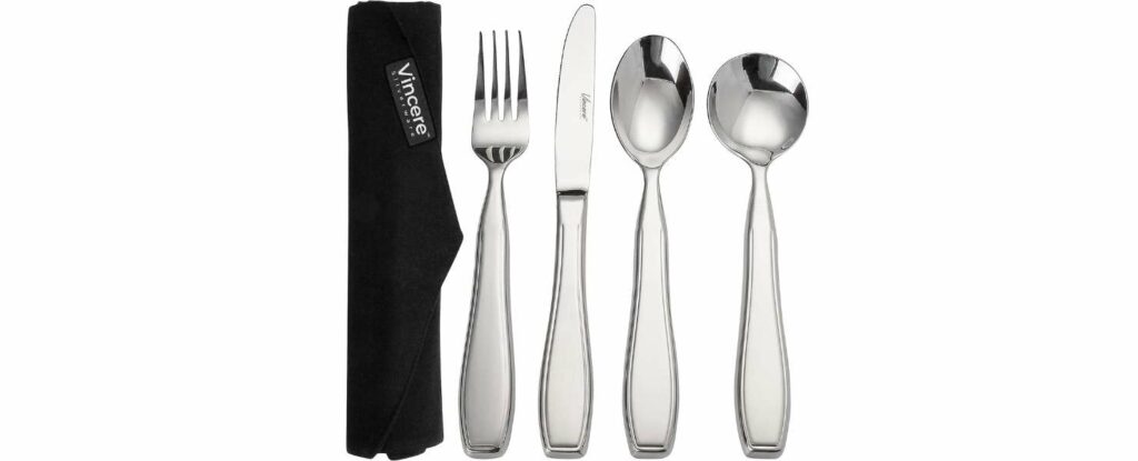 Adaptive Utensils - Weighted and Bendable 6 oz. Arthritis Aid Silverware -  Easy Grip for Shaking, Elderly & Trembling Hands - Stainless Steel Spoons,  Fork & Knife